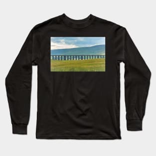 The Ribblehead Viaduct as a Digital Sketch Long Sleeve T-Shirt